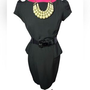 Elegant Black Dress with Belt, Pre-loved.